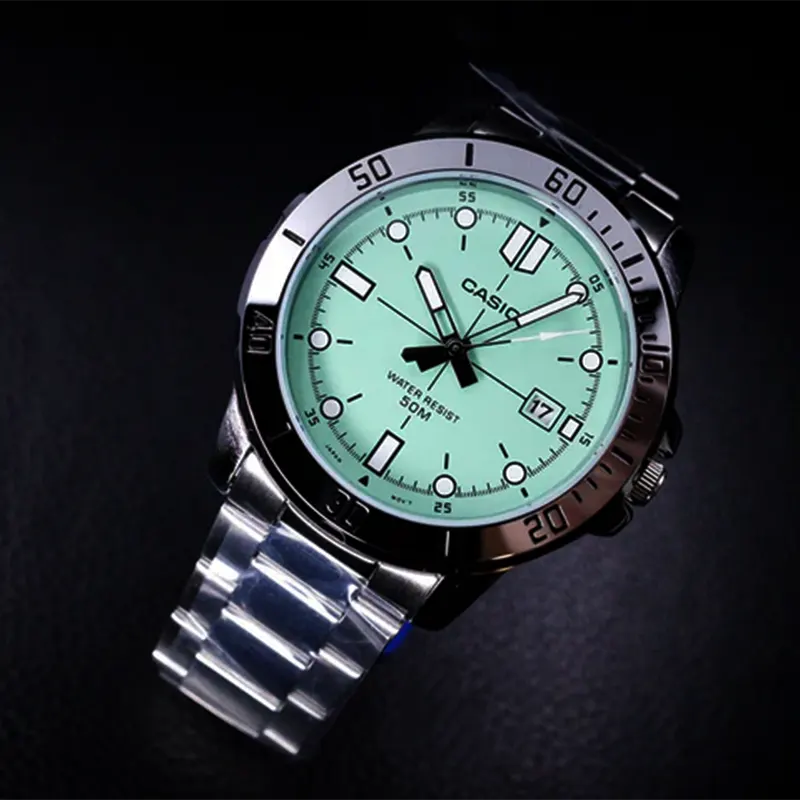 Casio Enticer Tiffany Blue Dial Triple-fold Men's Watch- MTP-VD01D-3E1VUDF